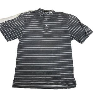 Footjoy Polo Mens L Black Grey Polo Tour Issue Golf Stretch FJ Collar Logo